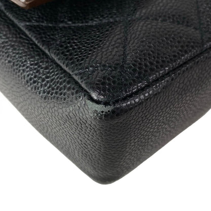 Chanel Shoulder Bag Single Flap Quilted Black Dark Brown Chain Matt Togo — view 6