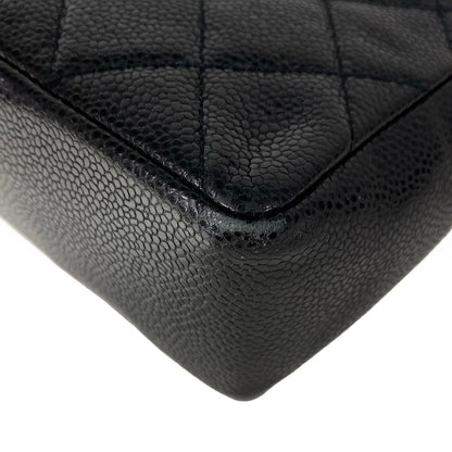 Chanel Shoulder Bag Single Flap Quilted Black Dark Brown Chain Matt Togo — view 9