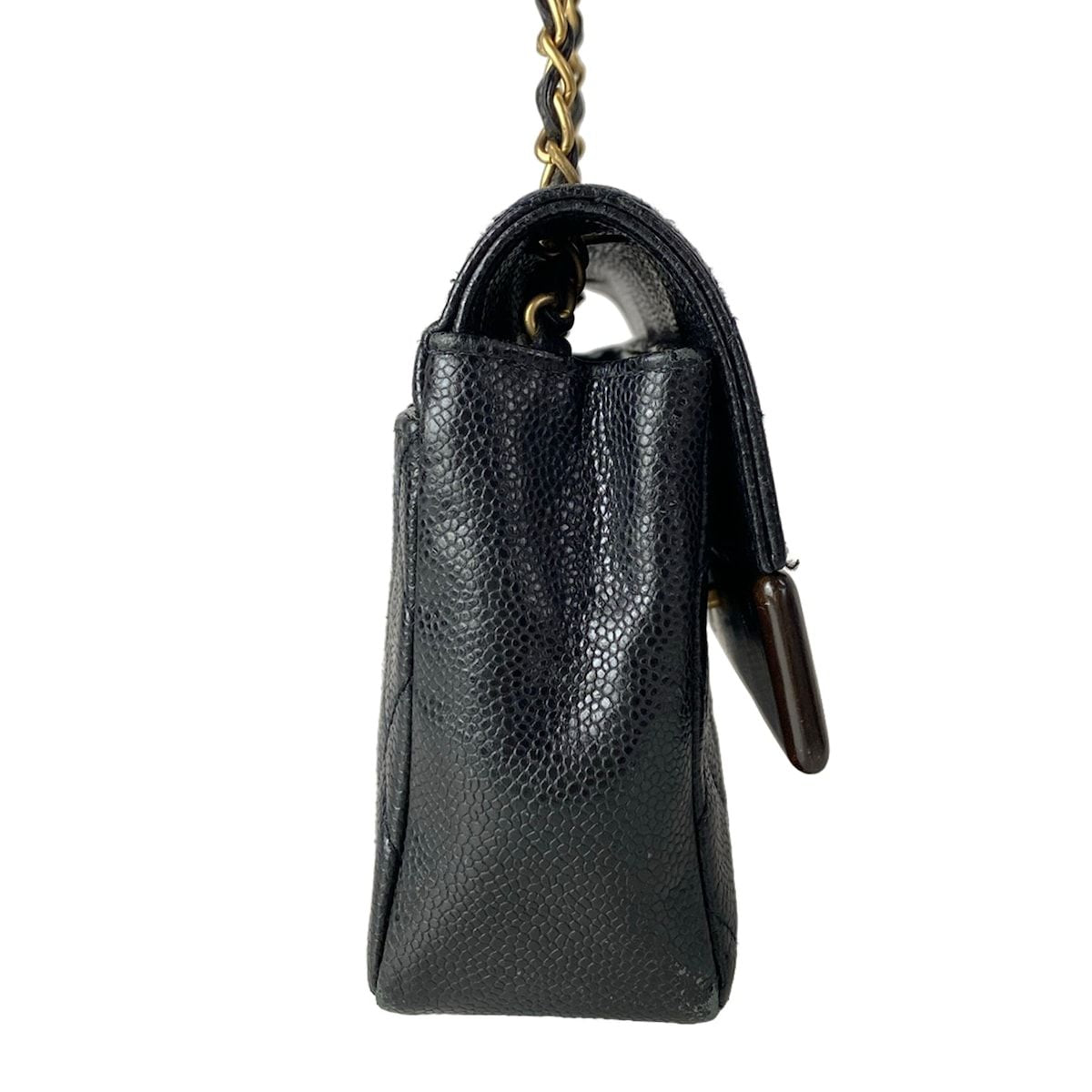Chanel Shoulder Bag Single Flap Quilted Black Dark Brown Chain Matt Togo — view 2