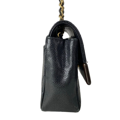 Chanel Shoulder Bag Single Flap Quilted Black Dark Brown Chain Matt Togo — view 2