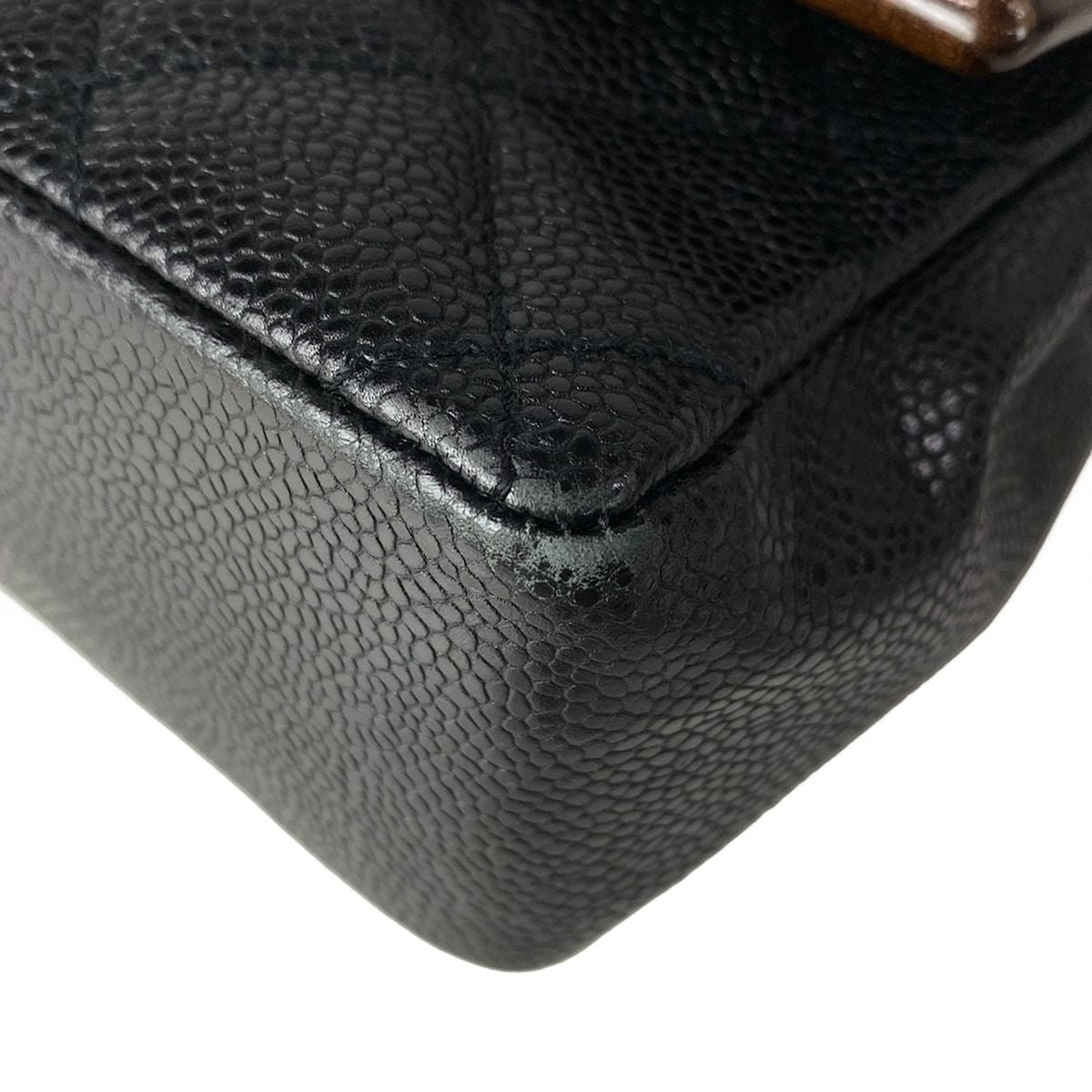 Chanel Shoulder Bag Single Flap Quilted Black Dark Brown Chain Matt Togo — view 7