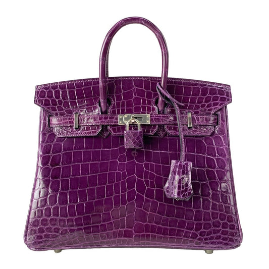 Hermes Handbag Birkin 25 Amethyst Silver