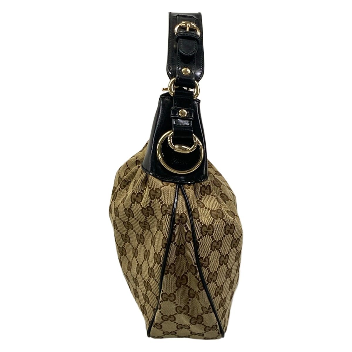 Gucci Shoulder Bag GG Pattern Black Beige Brown Leather — view 2