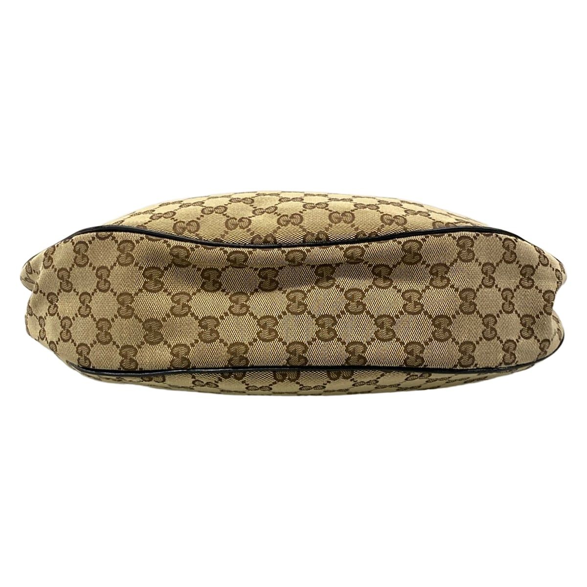 Gucci Shoulder Bag GG Pattern Black Beige Brown Leather — view 5
