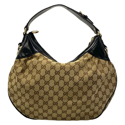 Gucci Shoulder Bag GG Pattern Black Beige Brown Leather — view 3