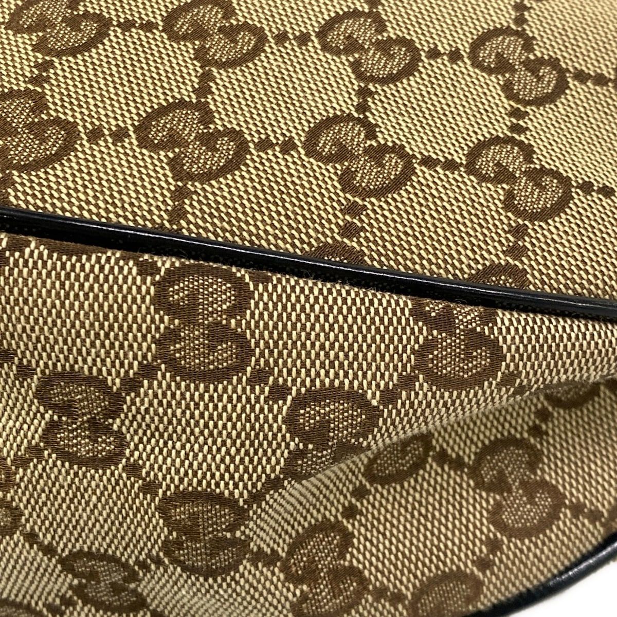 Gucci Shoulder Bag GG Pattern Black Beige Brown Leather — view 6