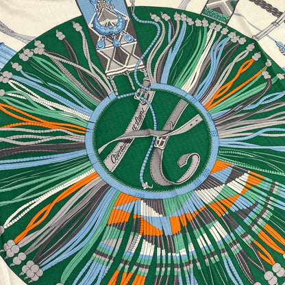 Hermes Shawl Carre Geant 140 Ivory Blue Multi Ceintures Et Liens Cashmere Silk — view 5