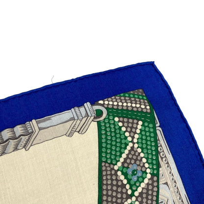 Hermes Shawl Carre Geant 140 Ivory Blue Multi Ceintures Et Liens Cashmere Silk — view 4