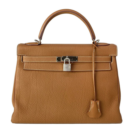 Hermes Handbag Kelly 32 Gold Retourne Silver