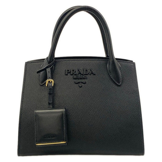 Prada Handbag Monochrome Bag Black Leather