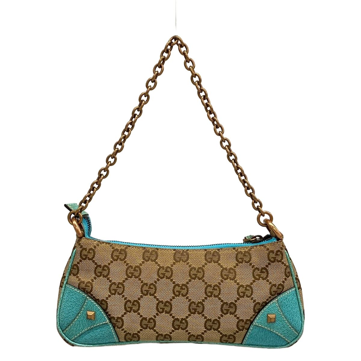 Gucci Handbag GG Pattern Beige Light Blue Leather — view 3