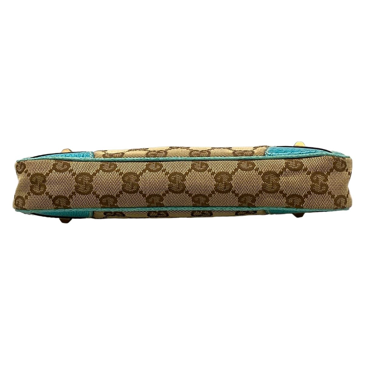 Gucci Handbag GG Pattern Beige Light Blue Leather — view 5