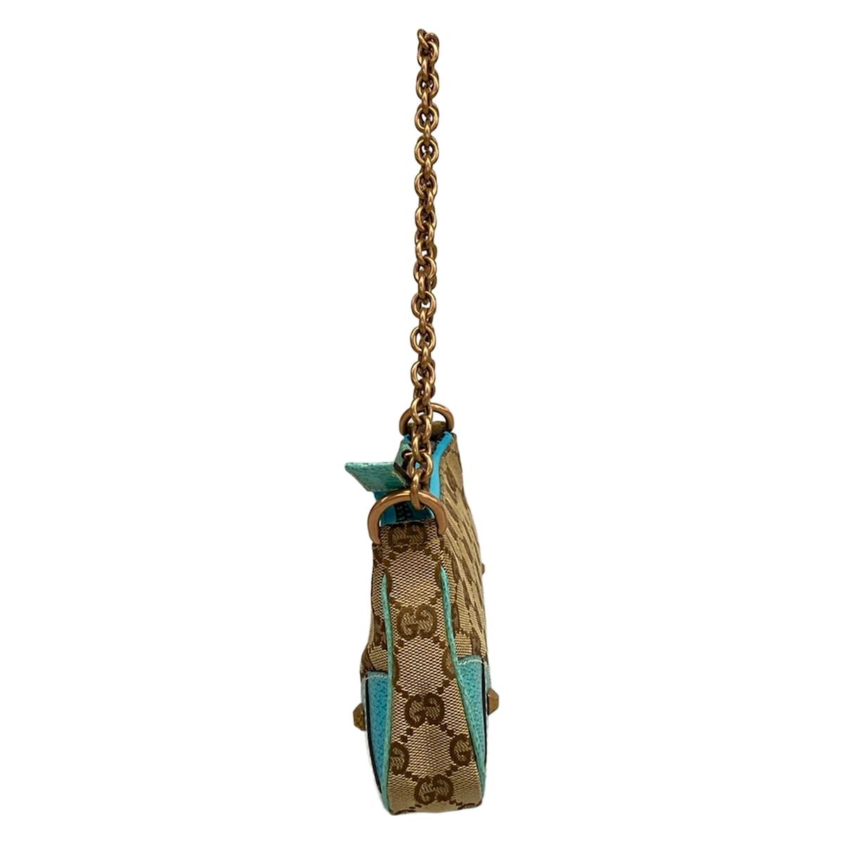 Gucci Handbag GG Pattern Beige Light Blue Leather — view 4