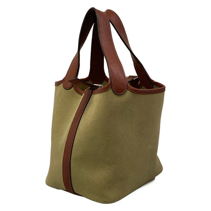 Hermes Handbag Picotin PM Khaki Rouge Ash Silver