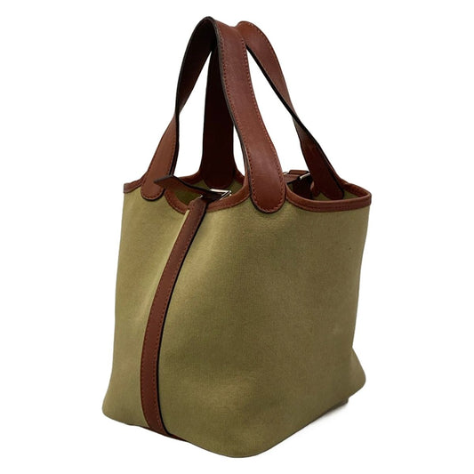 Hermes Handbag Picotin PM Khaki Rouge Ash Silver