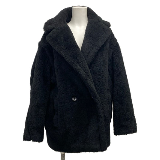 Max Mara Coat S Teddy Bear Black Long Sleeve Winter Wool Alpaca
