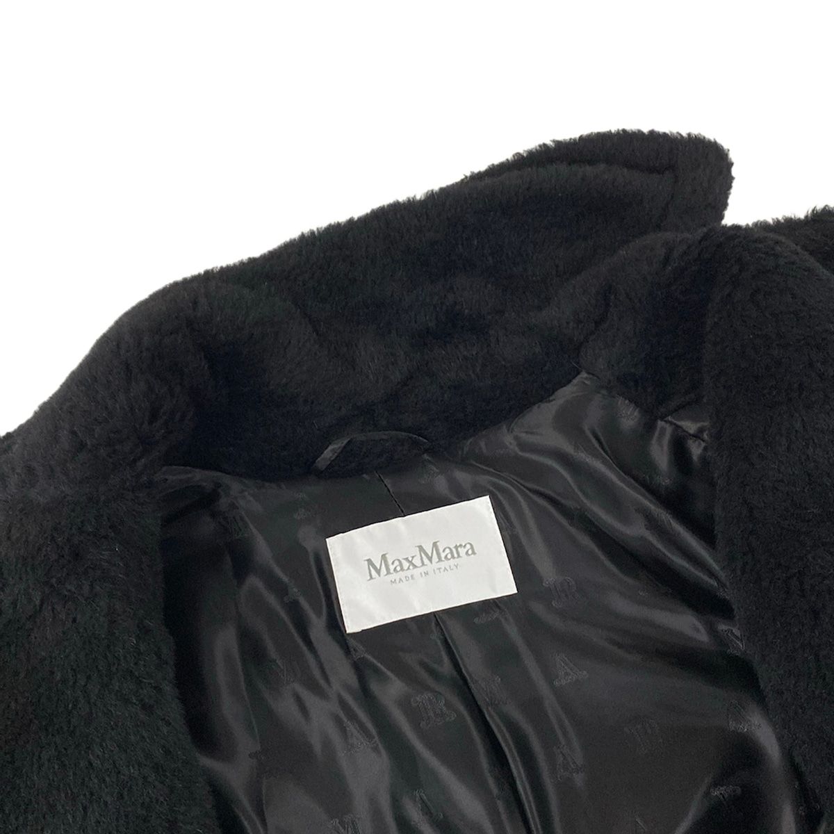 Max Mara Coat S Teddy Bear Black Long Sleeve Winter Wool Alpaca — view 7