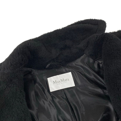 Max Mara Coat S Teddy Bear Black Long Sleeve Winter Wool Alpaca — view 7