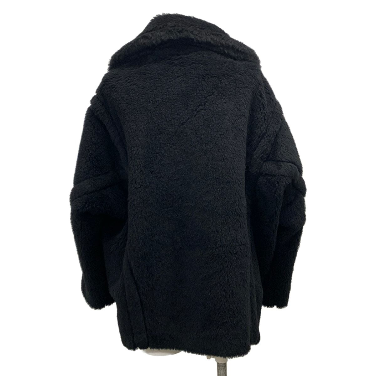 Max Mara Coat S Teddy Bear Black Long Sleeve Winter Wool Alpaca — view 2