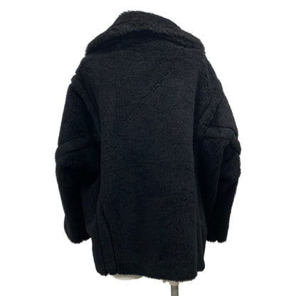 Max Mara Coat S Teddy Bear Black Long Sleeve Winter Wool Alpaca — view 2