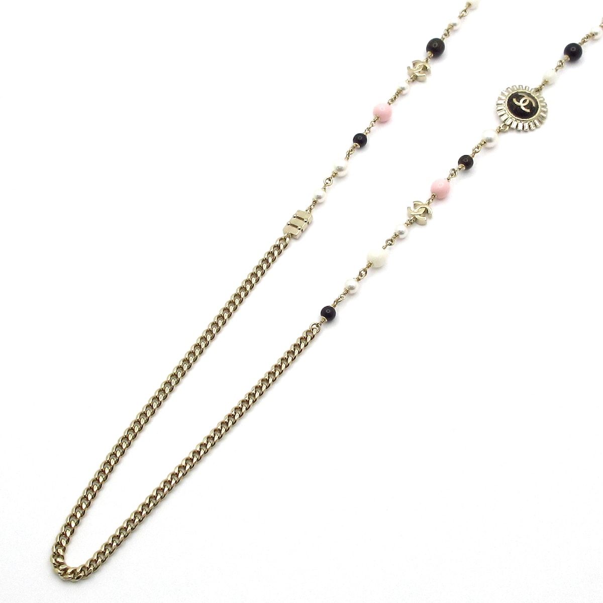Chanel Necklace CC Logo Gold Multi