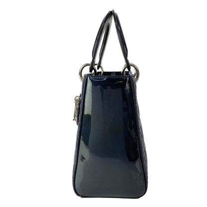 Dior Handbag Lady Bag Dark Navy Leather — view 4