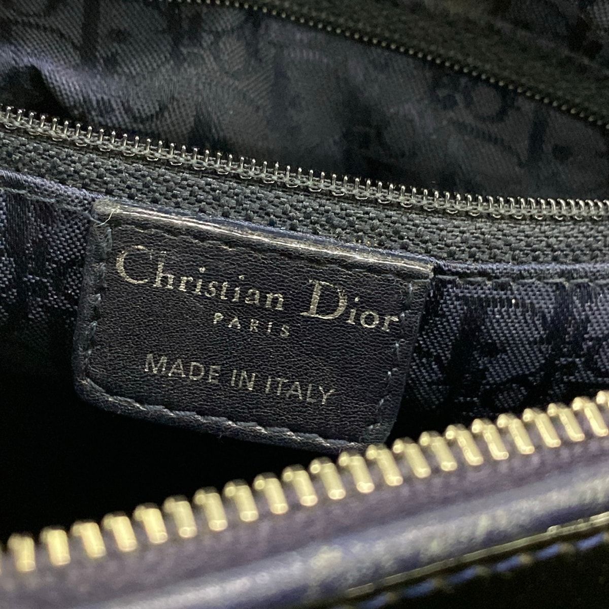 Dior Handbag Lady Bag Dark Navy Leather — view 8