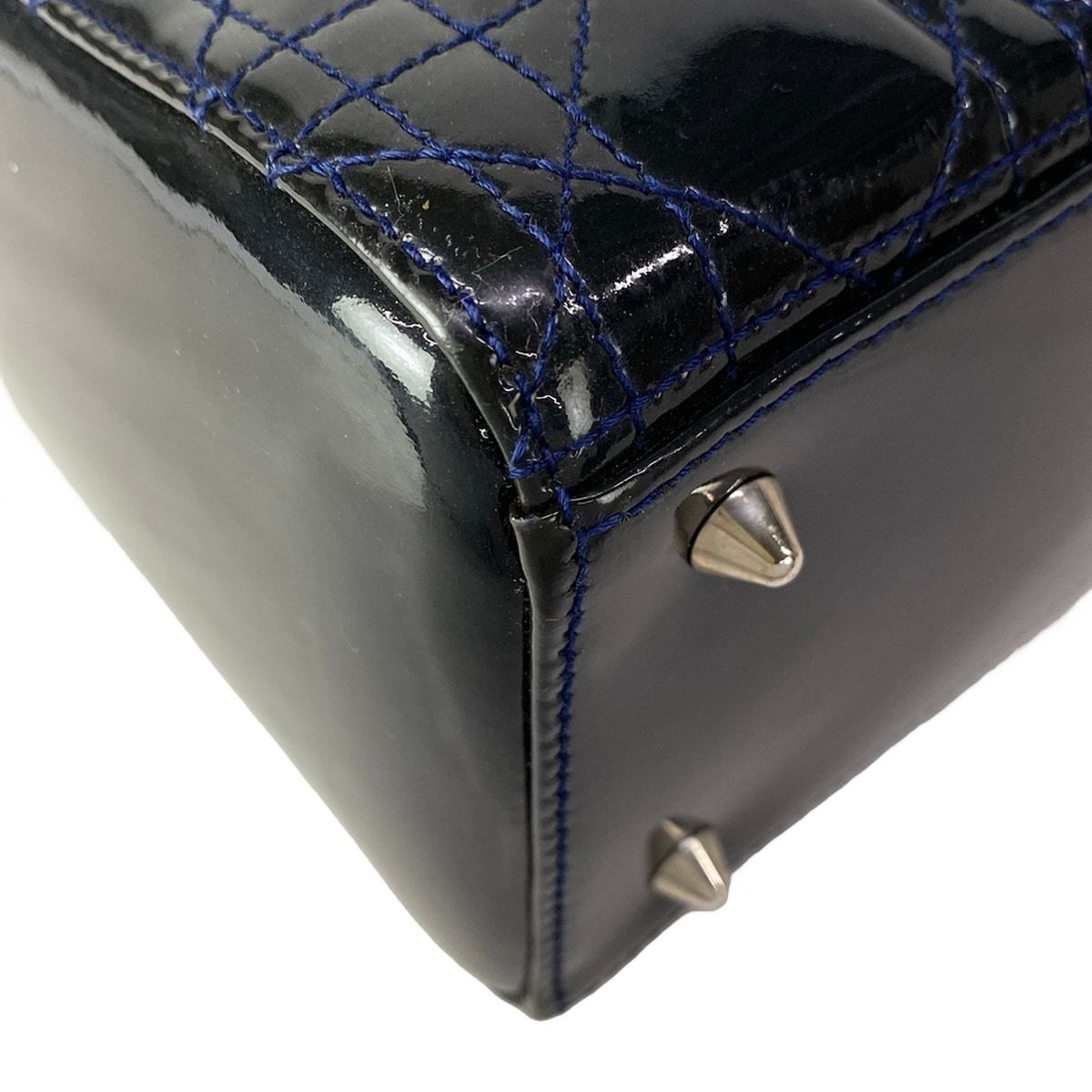 Dior Handbag Lady Bag Dark Navy Leather — view 6