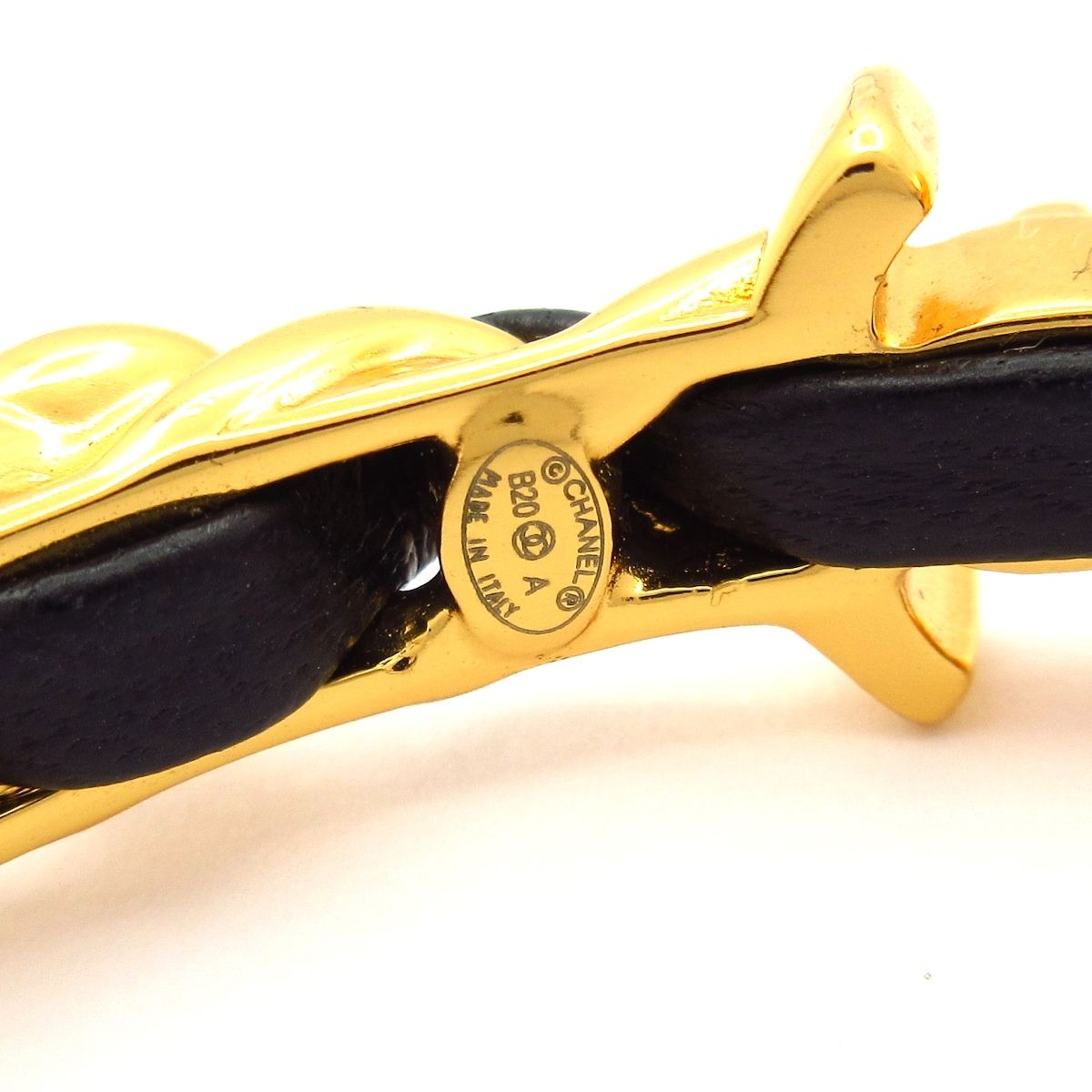 Chanel Earrings Leather Gold Black Ivory — view 5