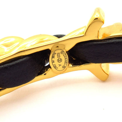 Chanel Earrings Leather Gold Black Ivory — view 5