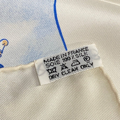 Hermes Scarf Carre 90 Light Blue White Multi les Triples de Paris — view 3
