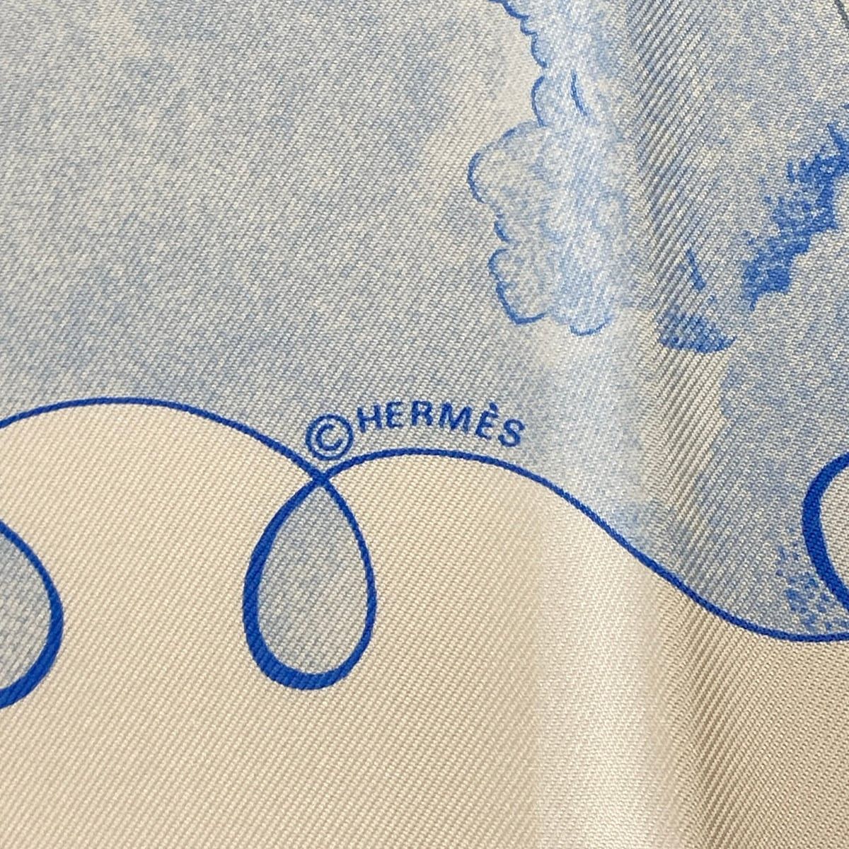 Hermes Scarf Carre 90 Light Blue White Multi les Triples de Paris — view 2