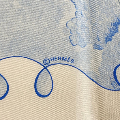 Hermes Scarf Carre 90 Light Blue White Multi les Triples de Paris — view 2