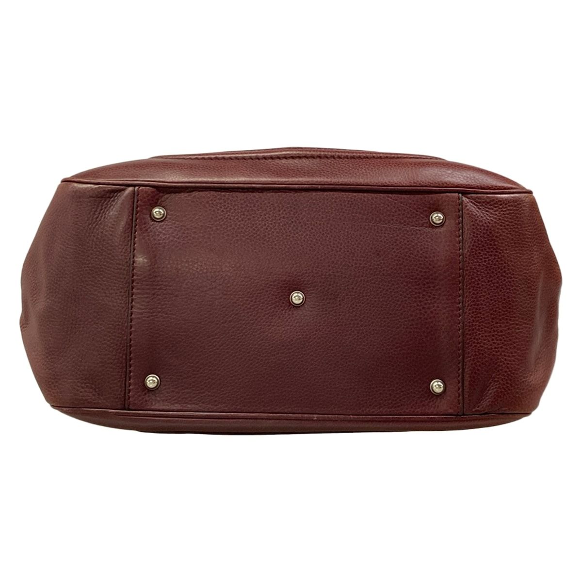 Gucci Tote Bamboo GG Pattern Beige Dark Brown Bordeaux Leather — view 5