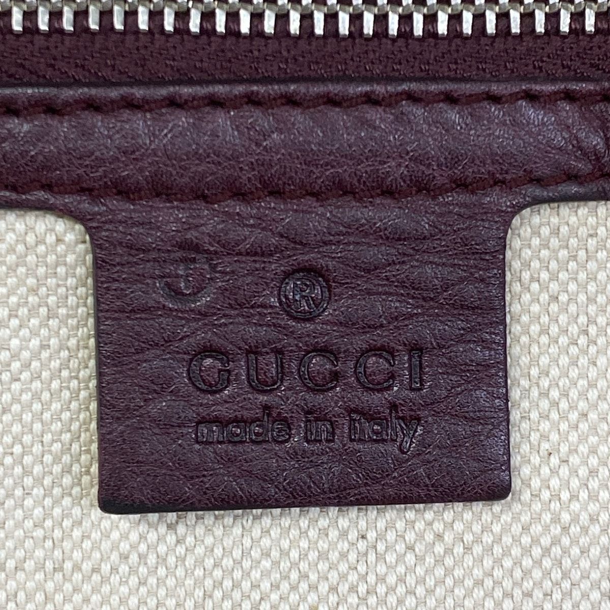 Gucci Tote Bamboo GG Pattern Beige Dark Brown Bordeaux Leather — view 8