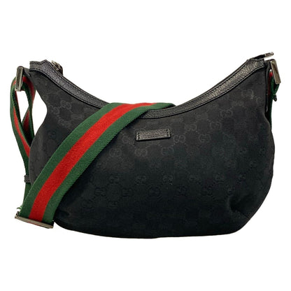 Gucci Shoulder Bag GG Pattern Sherry Black Red Green Leather