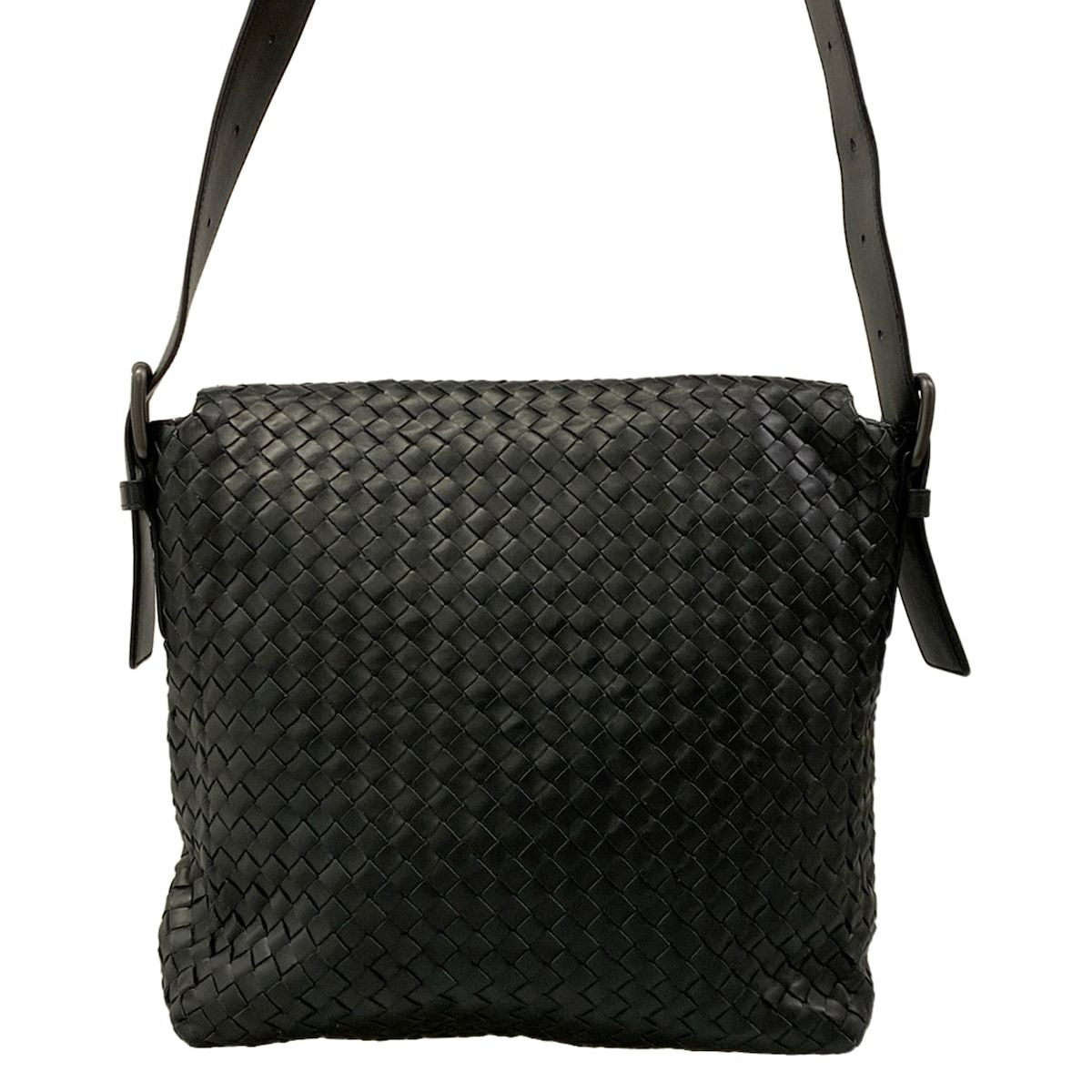 Bottega Veneta Shoulder Bag Intrecciato Black Leather — view 3