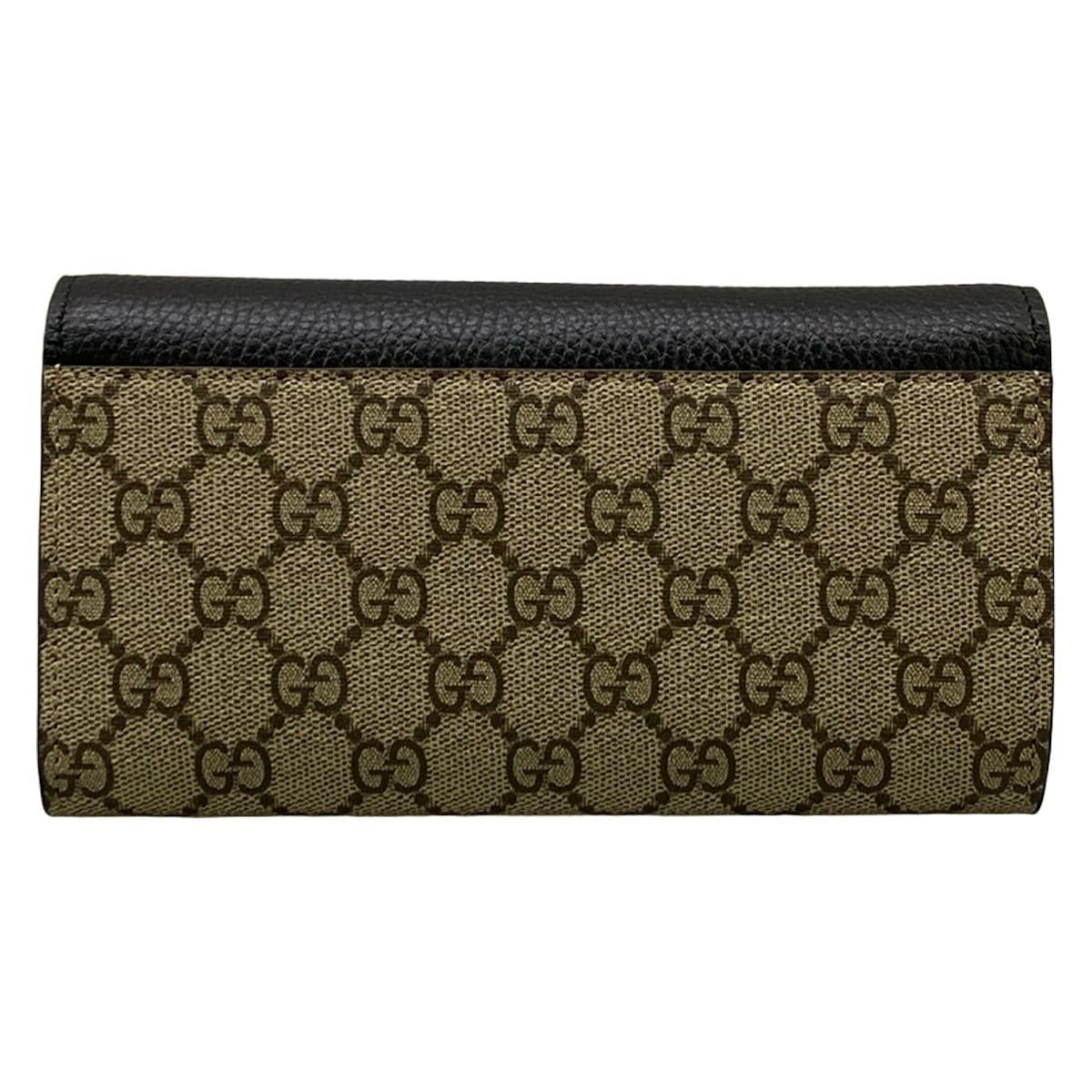 Gucci Wallet GG Marmont Continental Beige Dark Brown Black Leather — view 2