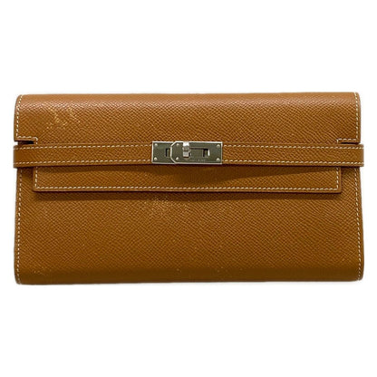 Hermes Wallet Kelly Long Gold Silver