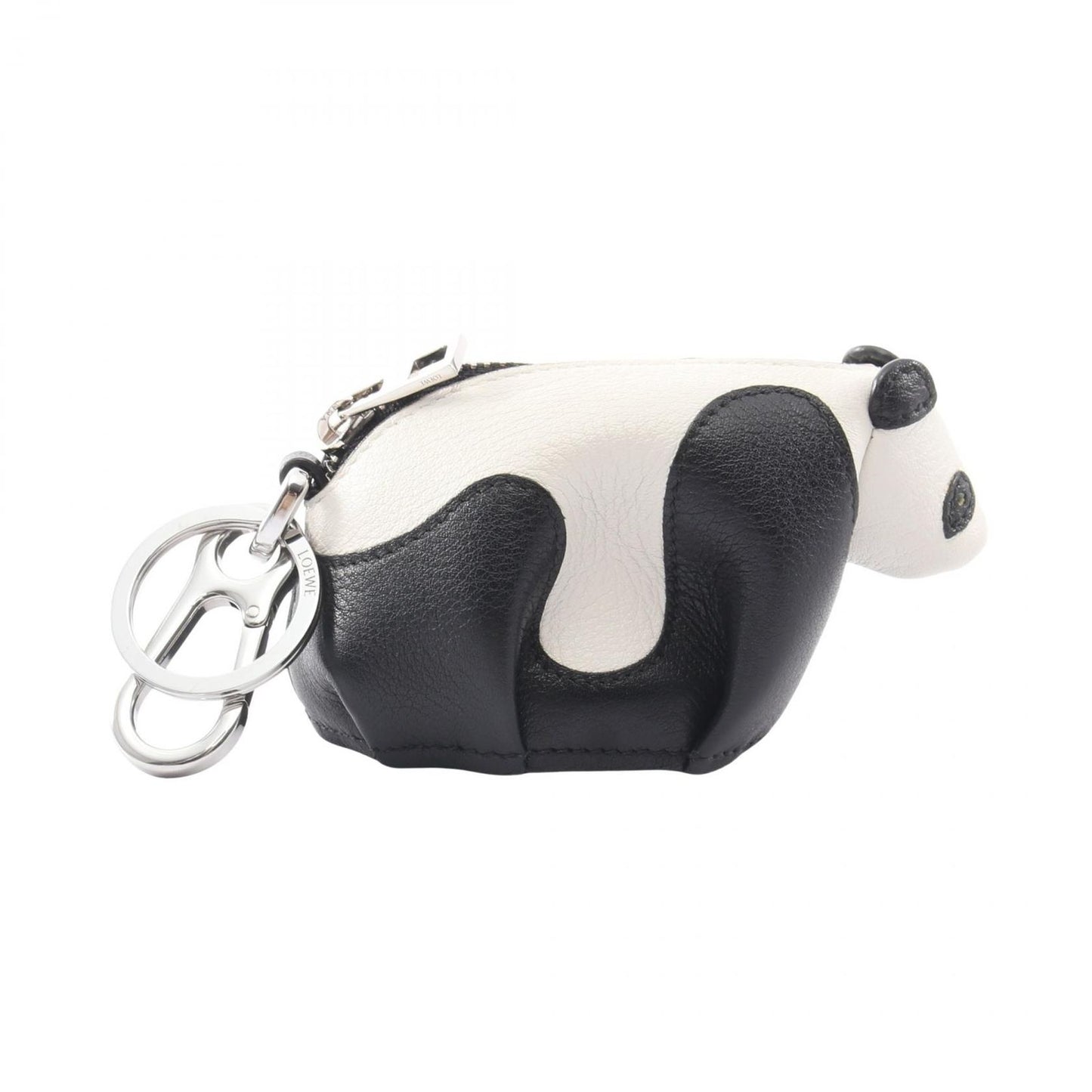 Loewe Coin Case Panda Purse Black White Leather