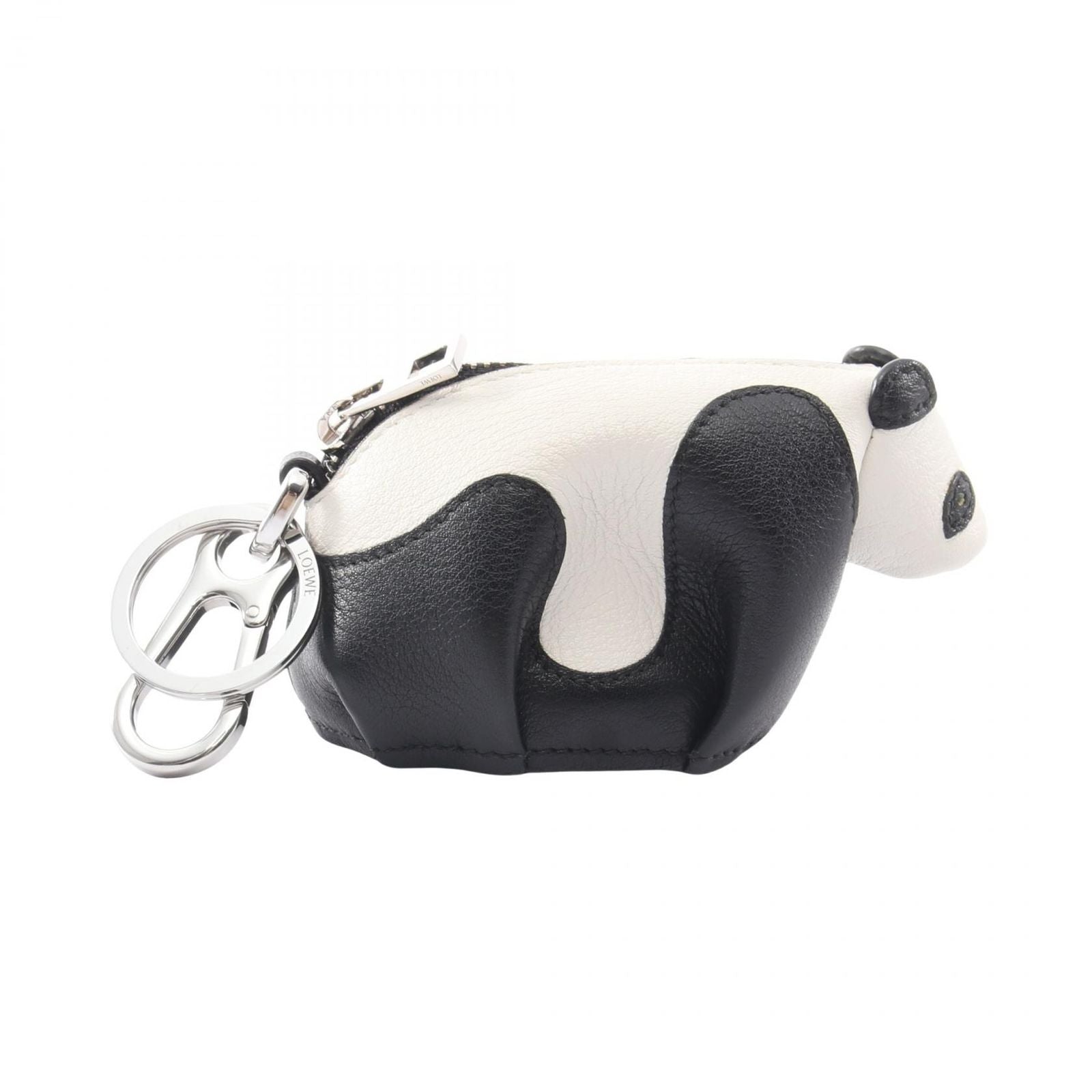Loewe Coin Case Panda Purse Black White Leather
