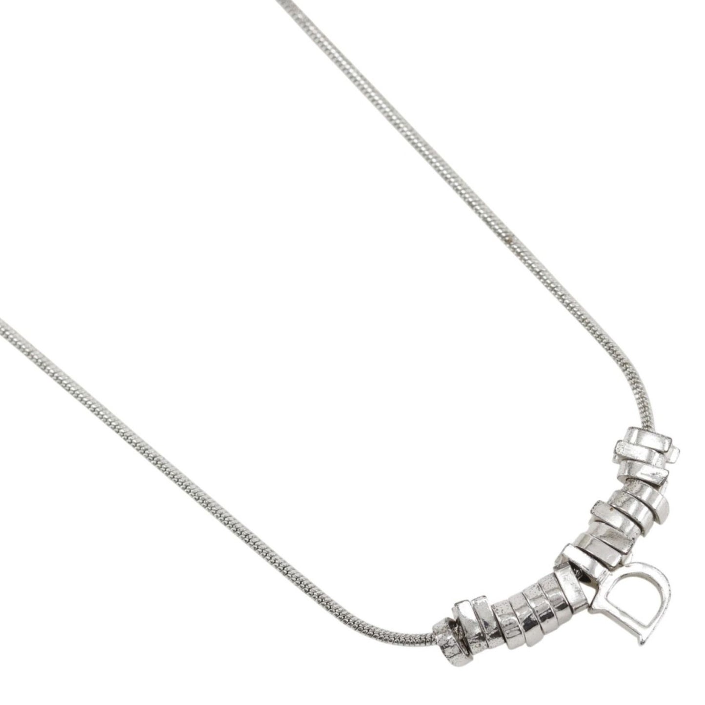 Dior D Logo Metal Silver Necklace
