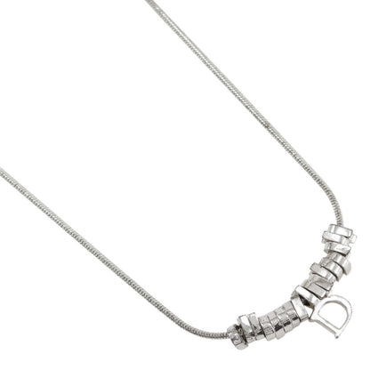 Dior D Logo Metal Silver Necklace