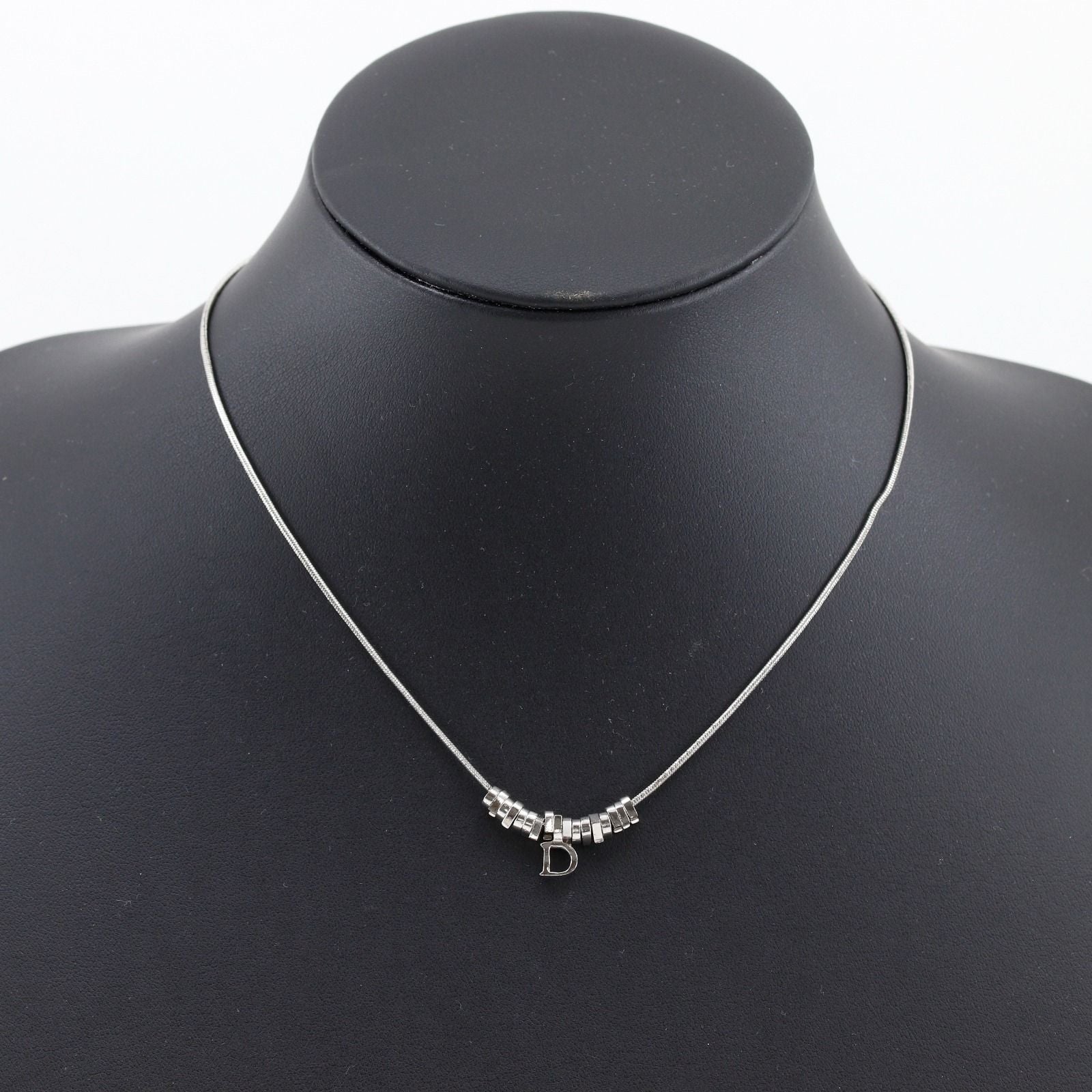 Dior D Logo Metal Silver Necklace — view 2