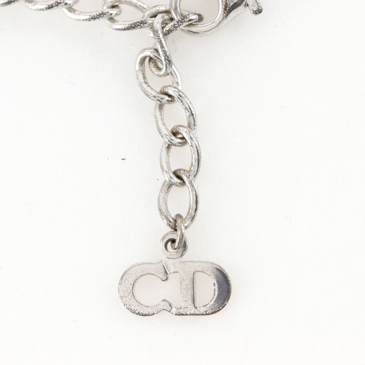 Dior D Logo Metal Silver Necklace — view 4