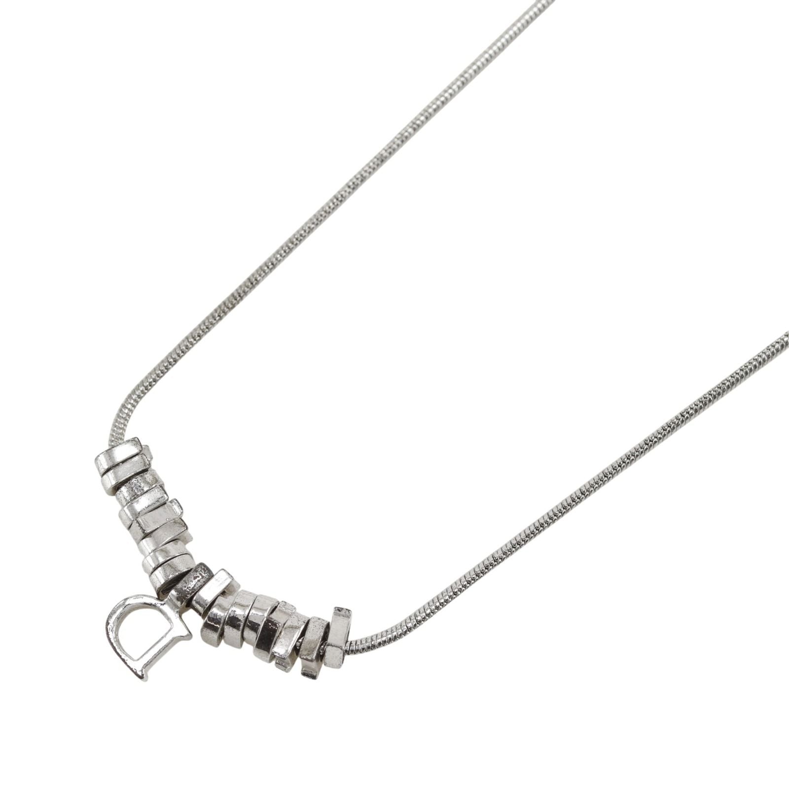 Dior D Logo Metal Silver Necklace — view 3