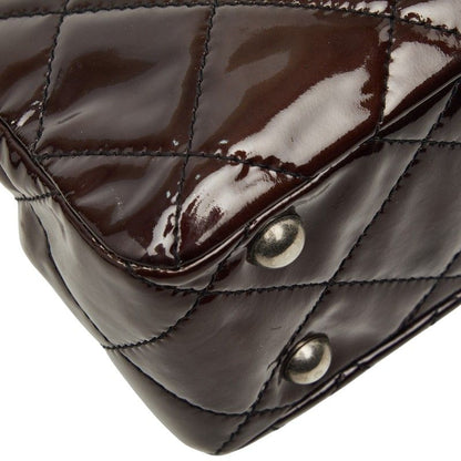 Chanel Quilted 2.55 Chain Tote Shoulder Bag Brown Patent Leather — view 7