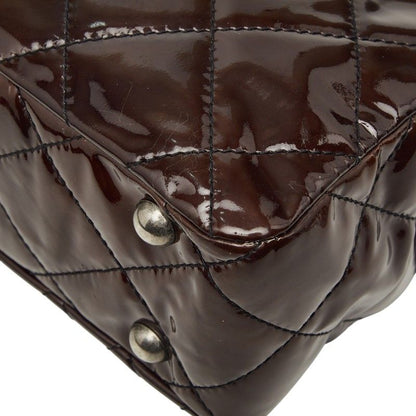 Chanel Quilted 2.55 Chain Tote Shoulder Bag Brown Patent Leather — view 6