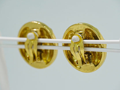 Chanel CC Logo Rhinestone Earrings Gold Plated — view 8