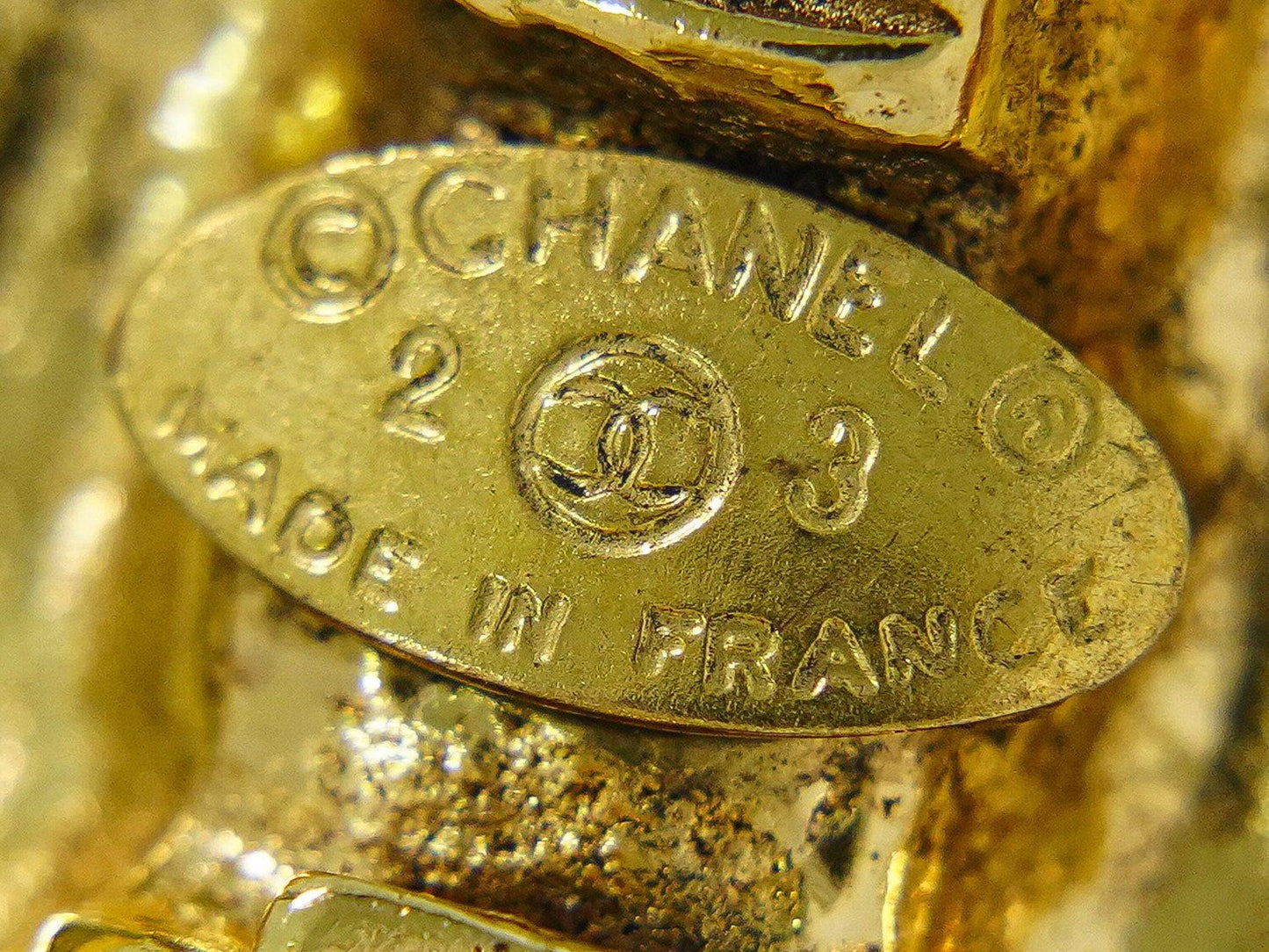 Chanel CC Logo Rhinestone Earrings Gold Plated — view 9